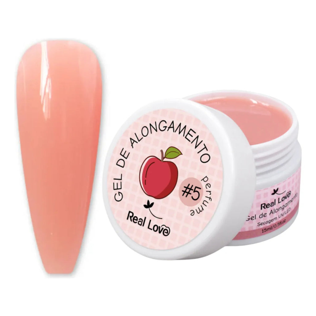 Gel Alongamento Morango Cor 05 Real Love 15Ml Aromatizado Uv