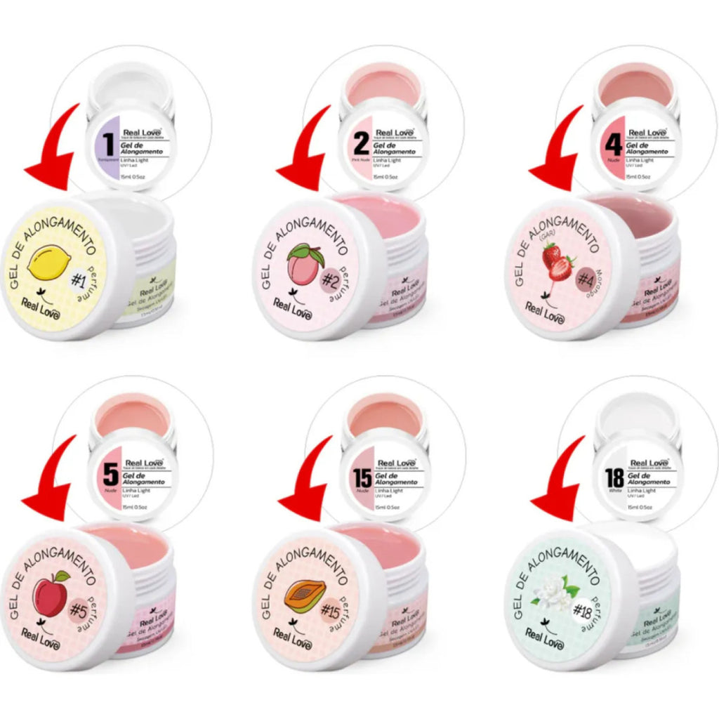 Gel Alongamento Morango Cor 05 Real Love 15Ml Aromatizado Uv