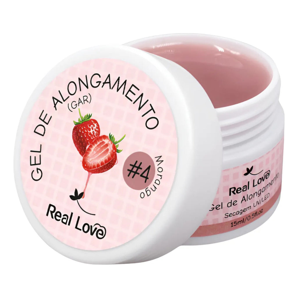 Gel Alongamento Morango Cor #4 Real Love 15Ml Aromatizado Uv