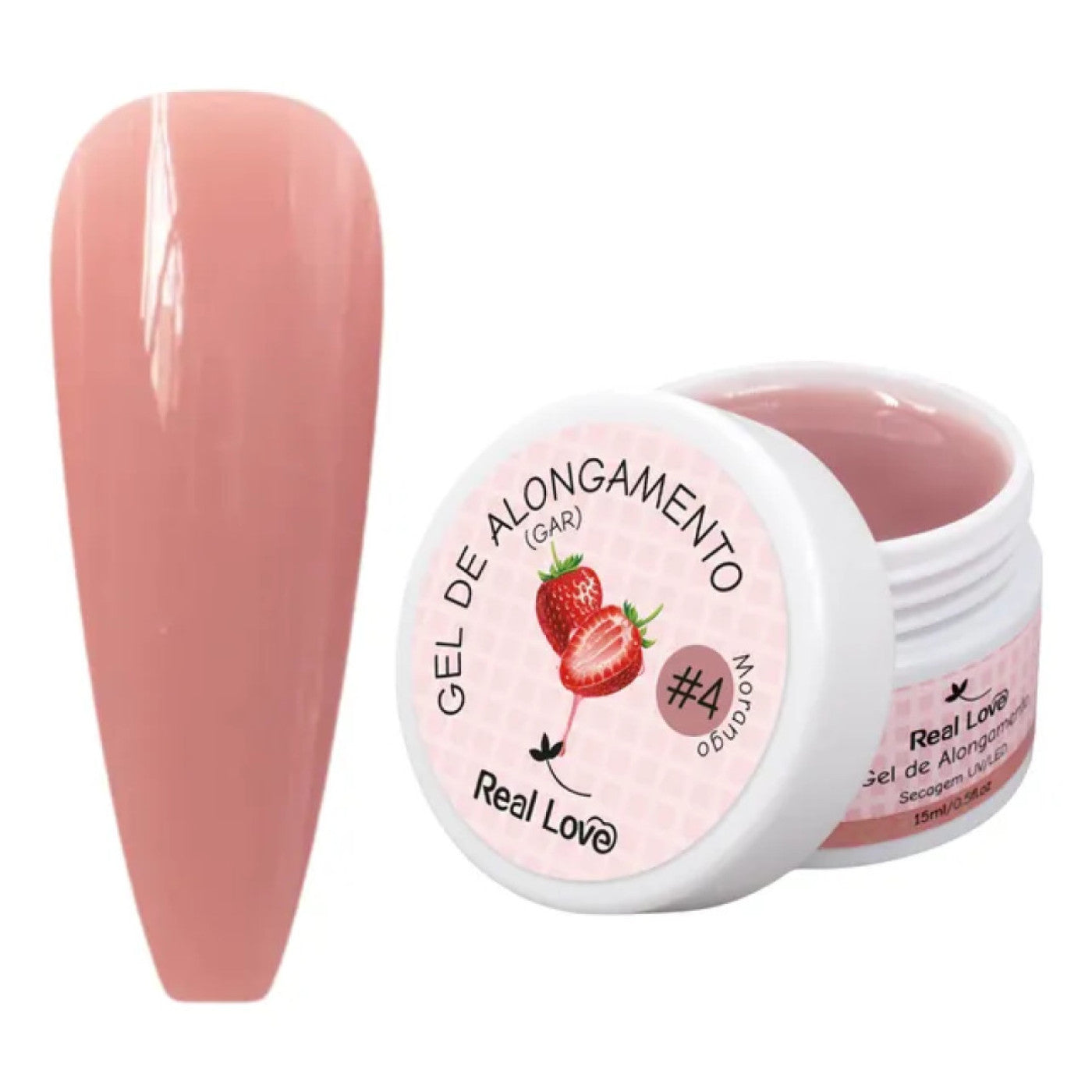 Gel Alongamento Morango Cor #4 Real Love 15Ml Aromatizado Uv