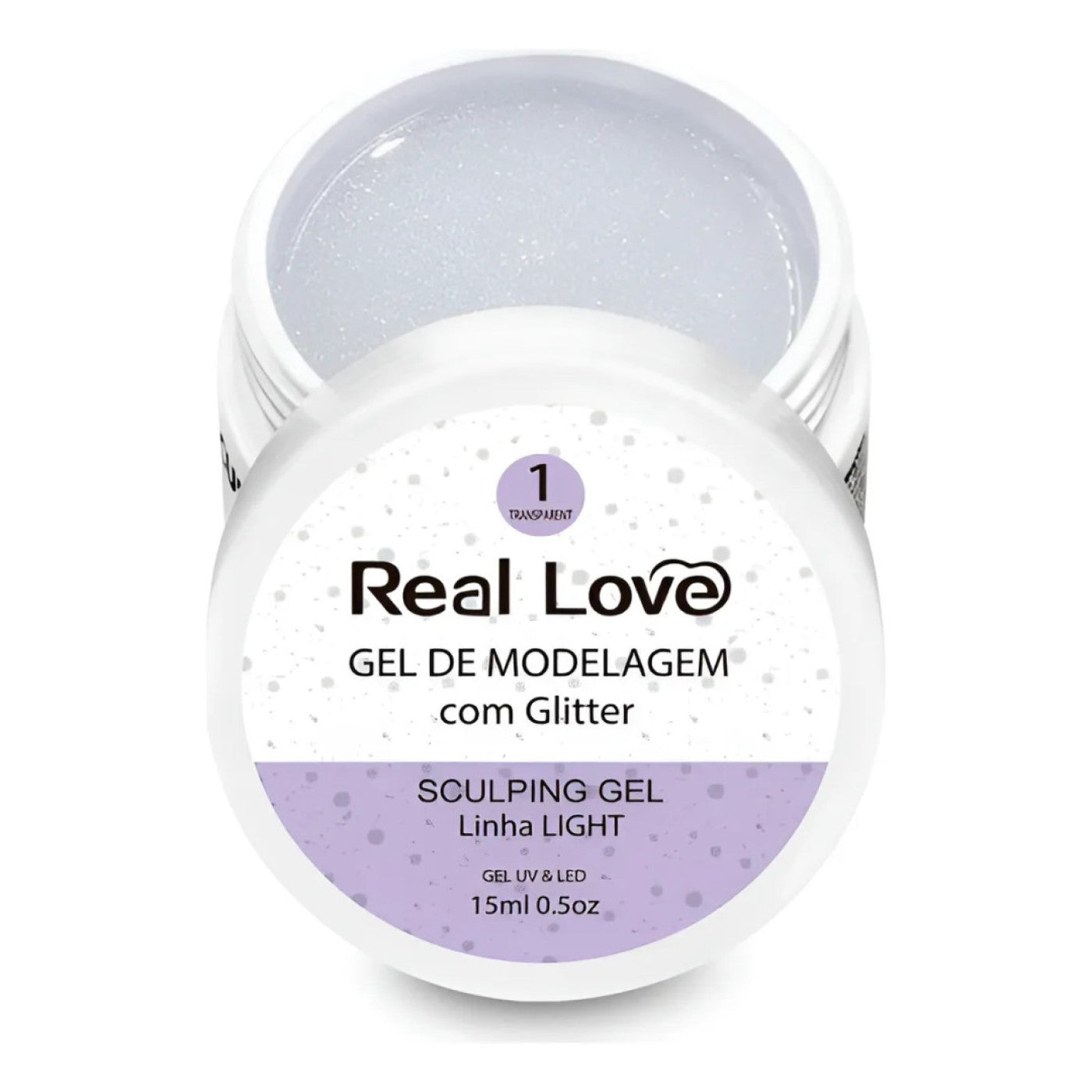 Gel De Alongamento Com Glitter 01 Transparente Real Love 15G