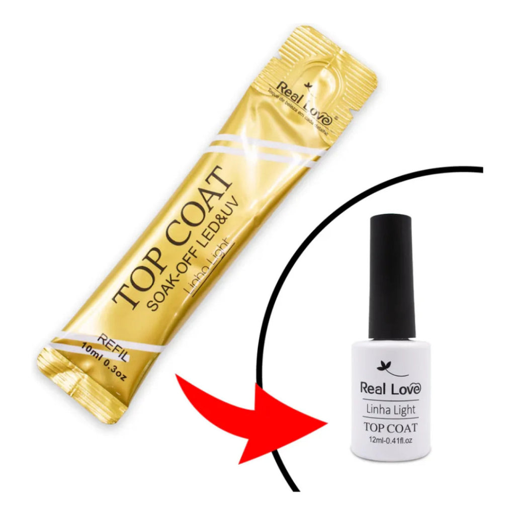 Kit C/5 Refil Top Coat Linha Light 10Ml - Real Love
