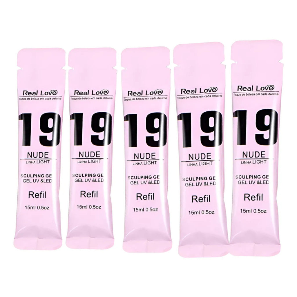 Kit C/5 Refil Gel De Alongameno 19 Nude Real Love 15 Ml