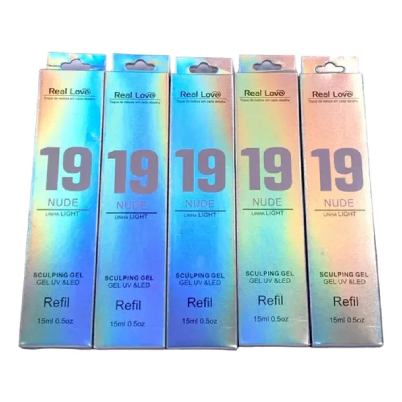 Kit C/5 Refil Gel De Alongameno 19 Nude Real Love 15 Ml