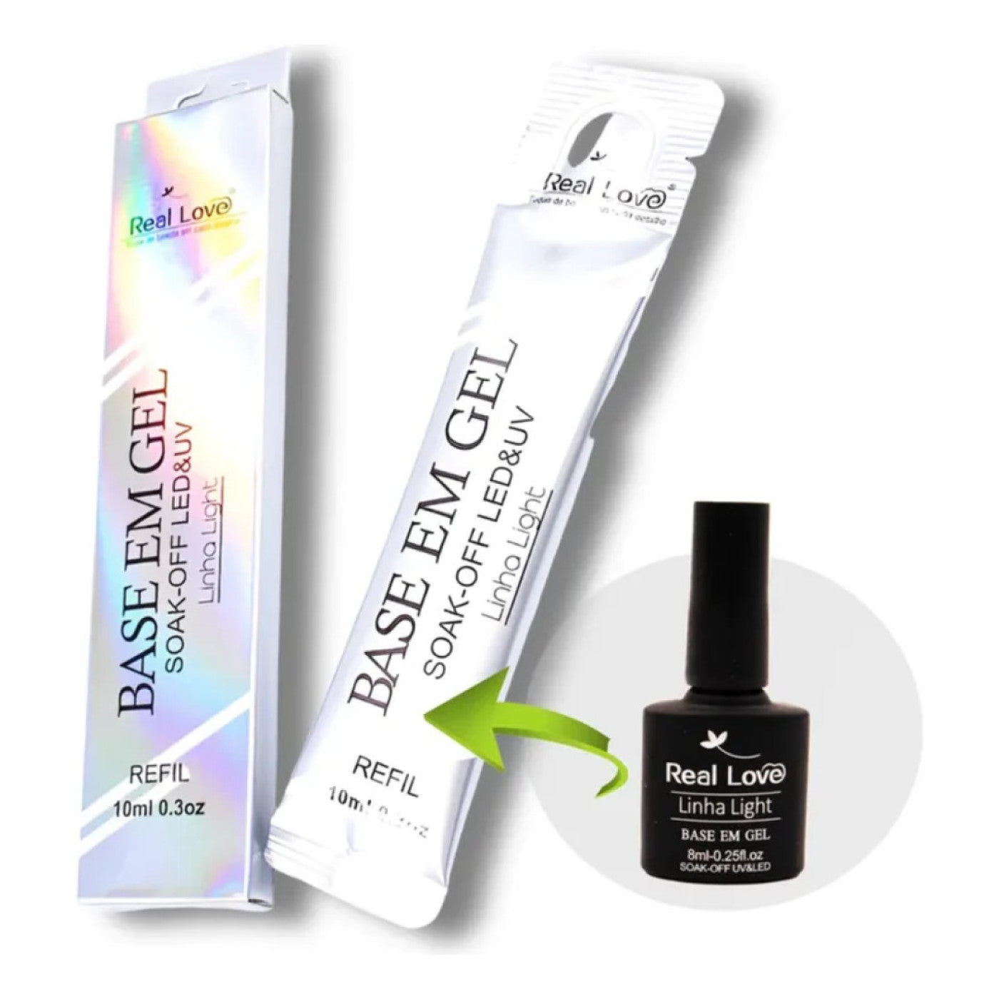 Kit C/4 Refil Base Em Gel Linha Light 10Ml - Real Love