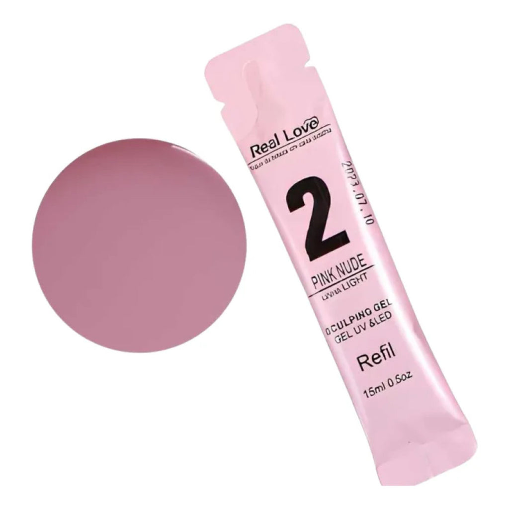 Gel Alongamento De Unha 02 Pink  Nude Refil Real Love 15G