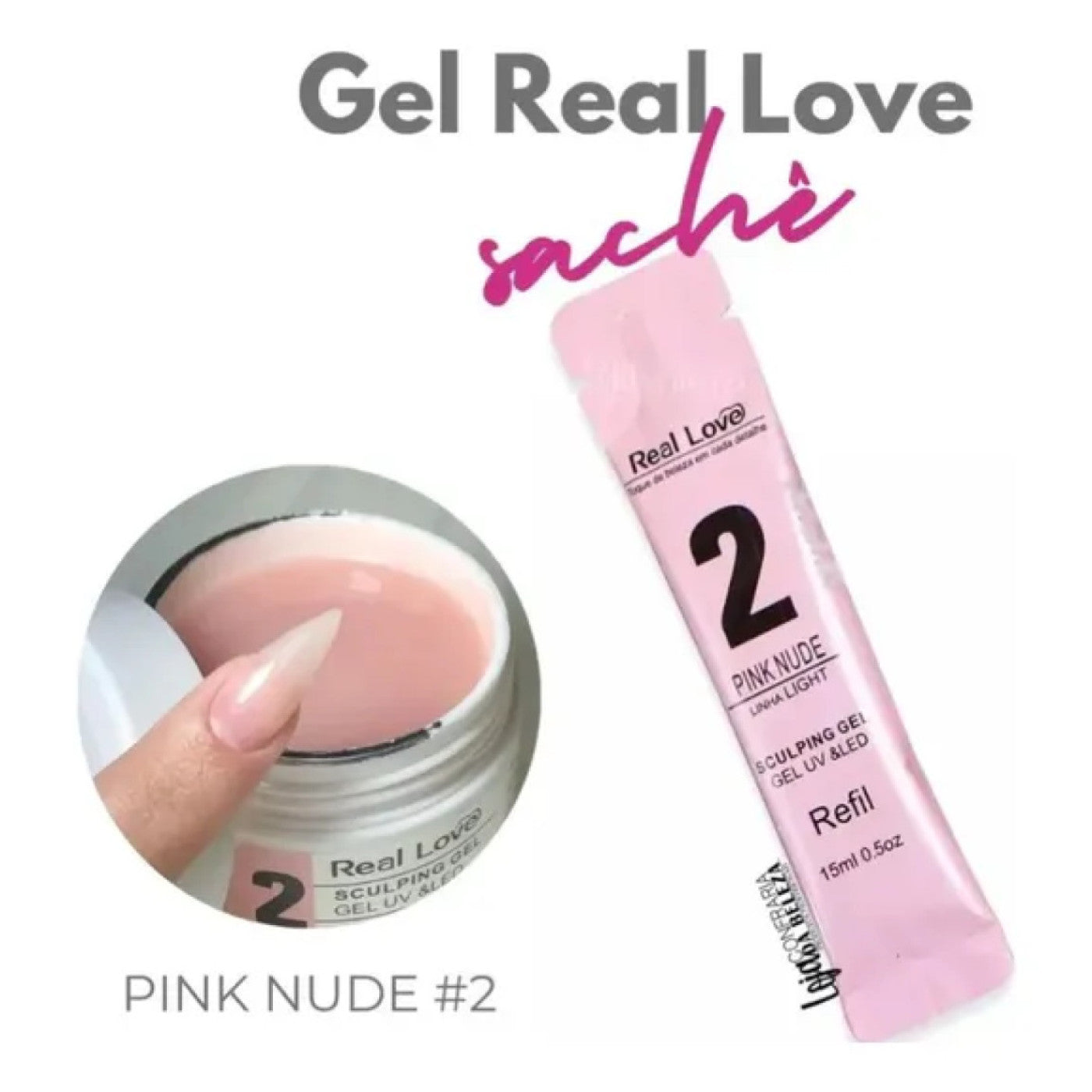 Gel Alongamento De Unha 02 Pink  Nude Refil Real Love 15G