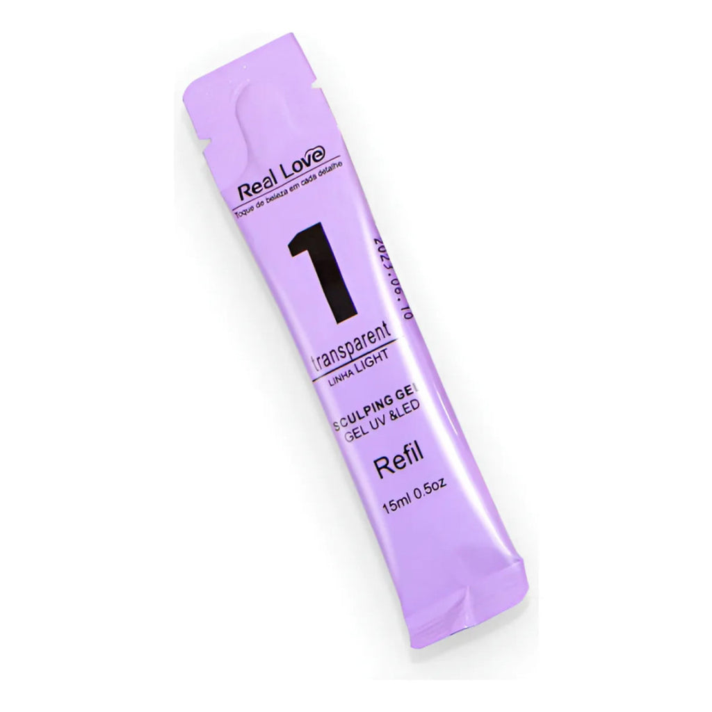 Gel Alongamento De Unha 01 Transparent Refil Real Love 15G