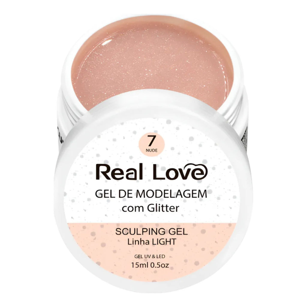 Gel De Alongamento Unha Com Glitter 07 Nude Real Love 15G