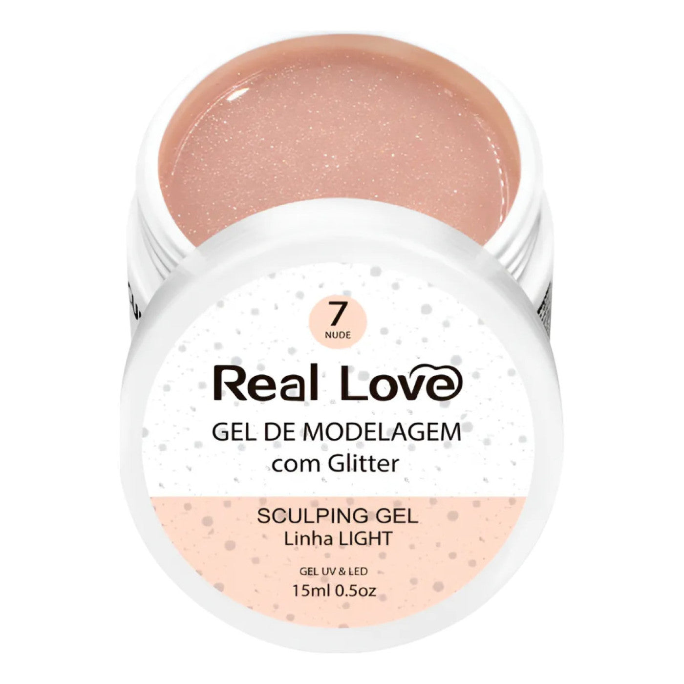 Gel De Alongamento Unha Com Glitter 07 Nude Real Love 15G