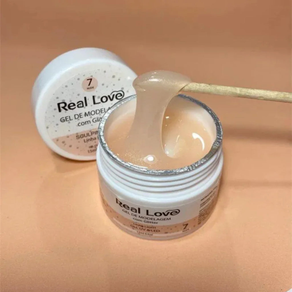 Gel De Alongamento Unha Com Glitter 07 Nude Real Love 15G