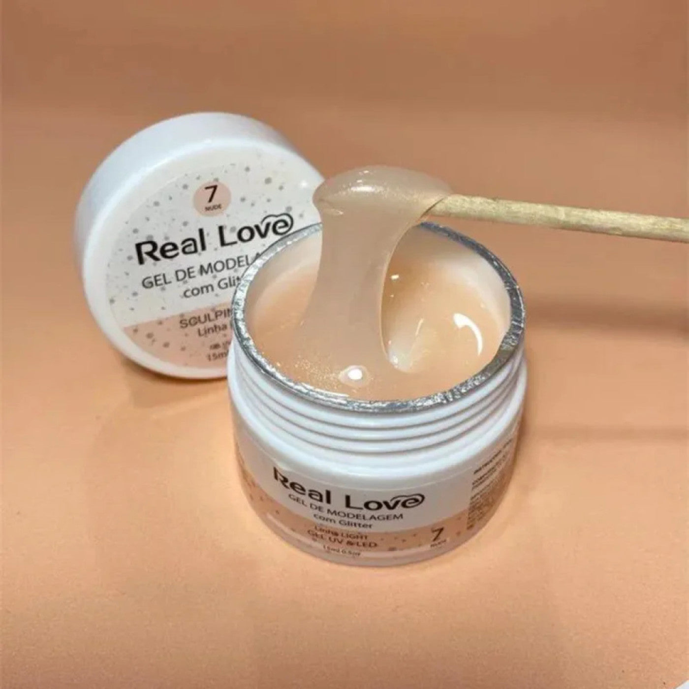 Gel De Alongamento Unha Com Glitter 07 Nude Real Love 15G