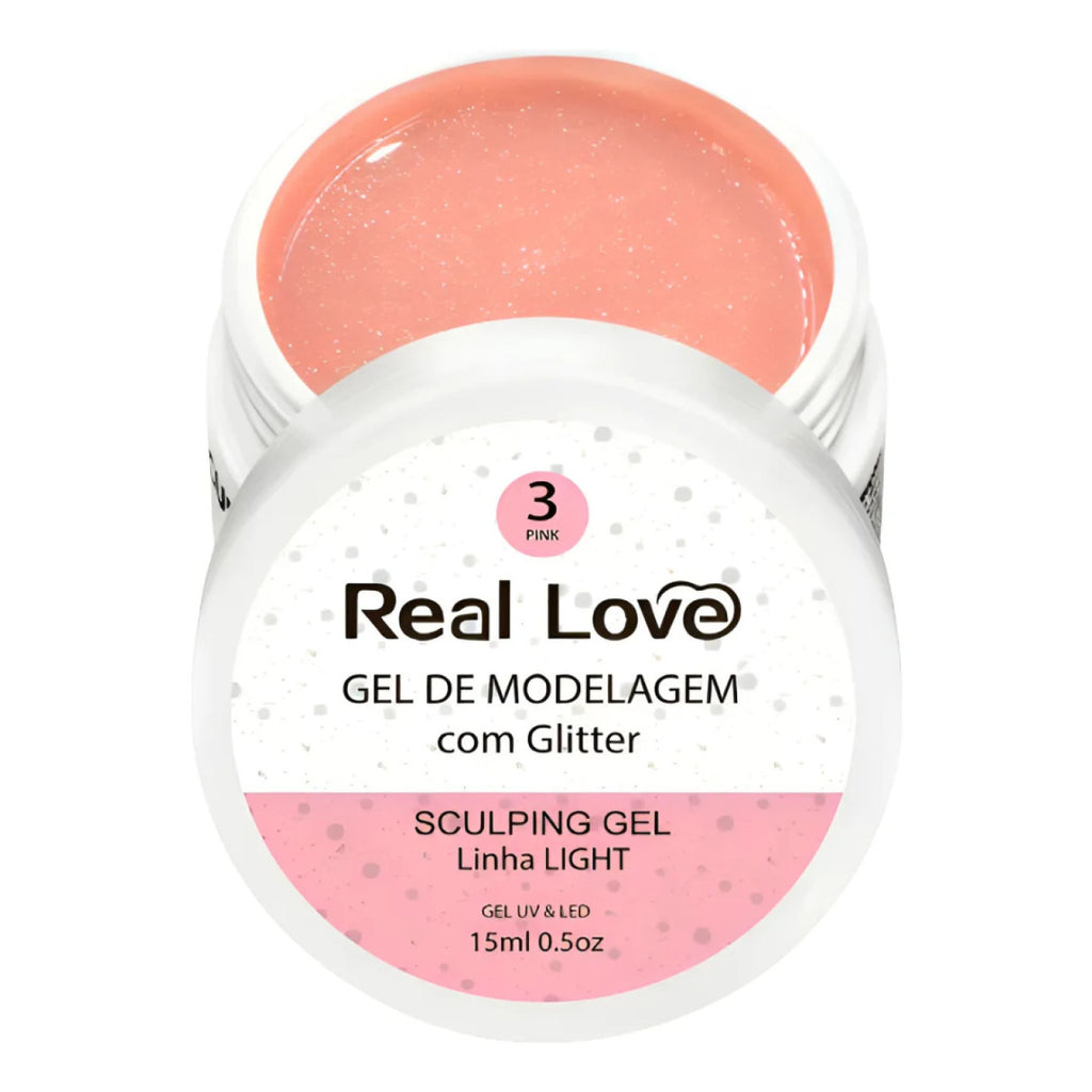 Gel De Alongamento Com Glitter 03 Pink Real Love 15G