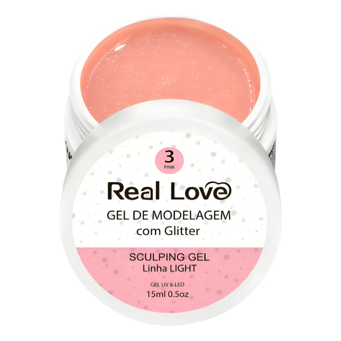 Gel De Alongamento Com Glitter 03 Pink Real Love 15G