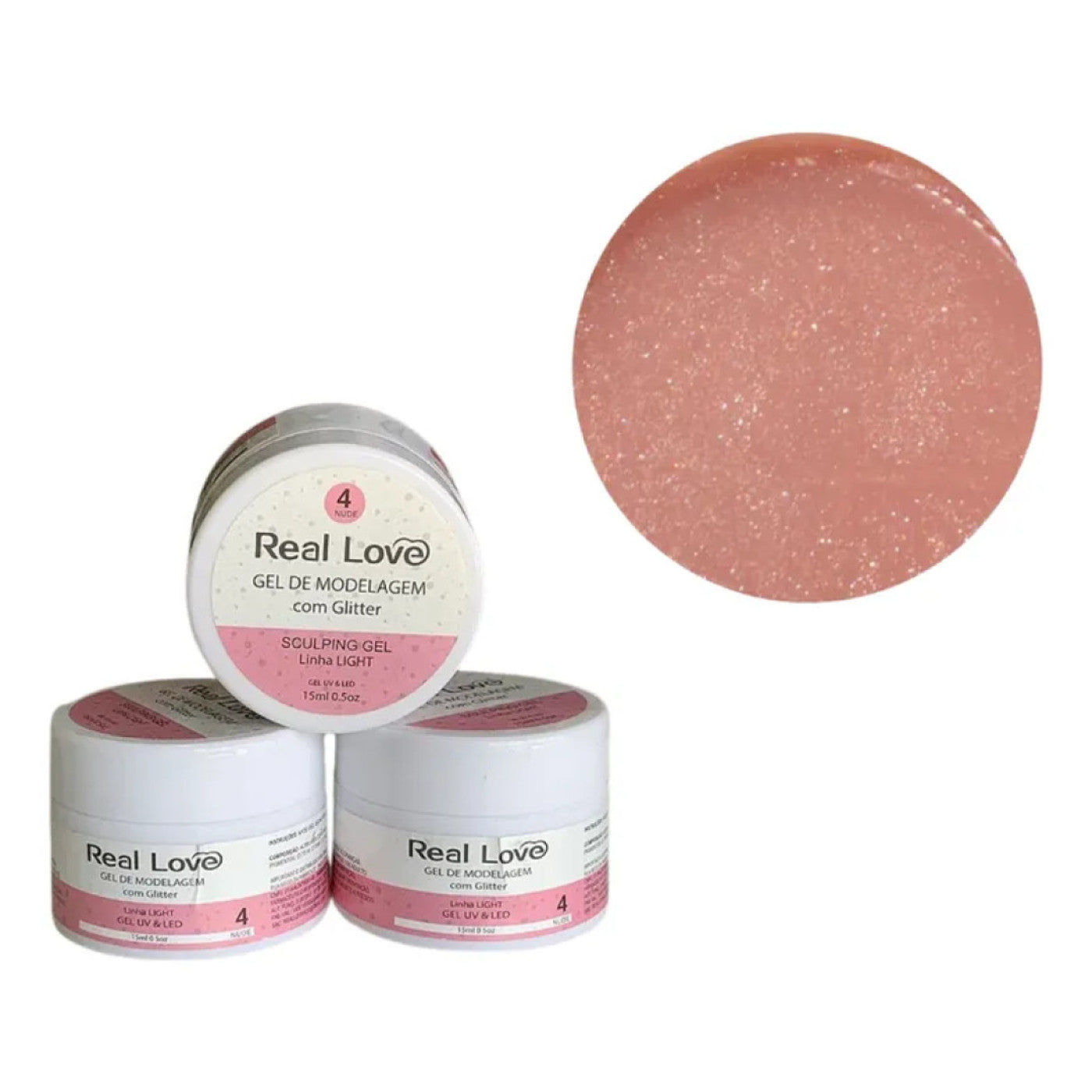 Gel De Alongamento Com Glitter 04 Nude Real Love 15G