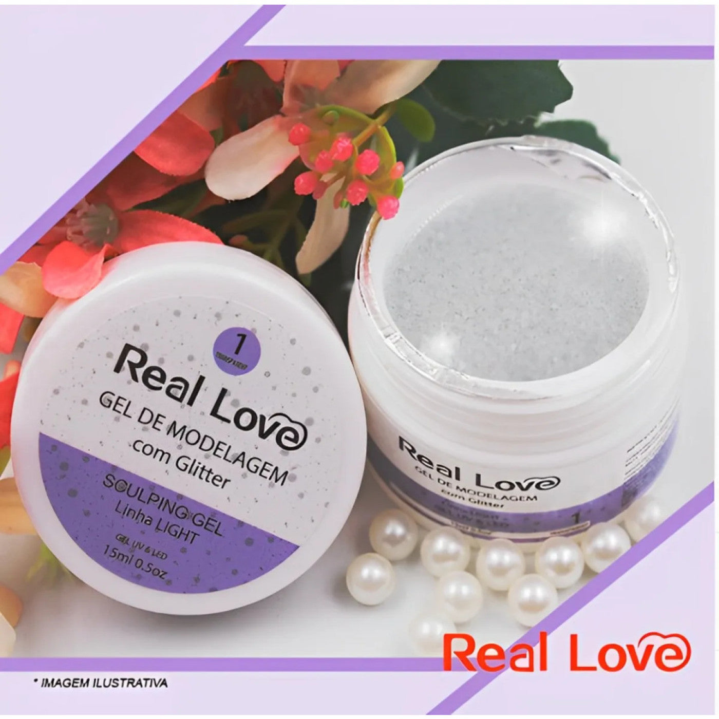 Gel Unha Real Love Sculping Com Glitter Fibra Alongamentos
