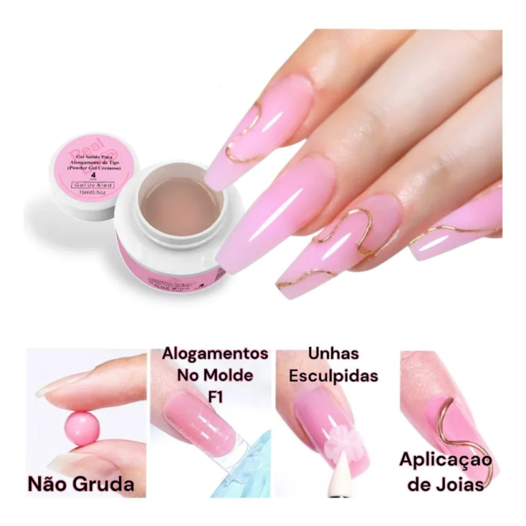 Gel Solido Para Alongamento Powder Gel 15 Nude Real Love 15G