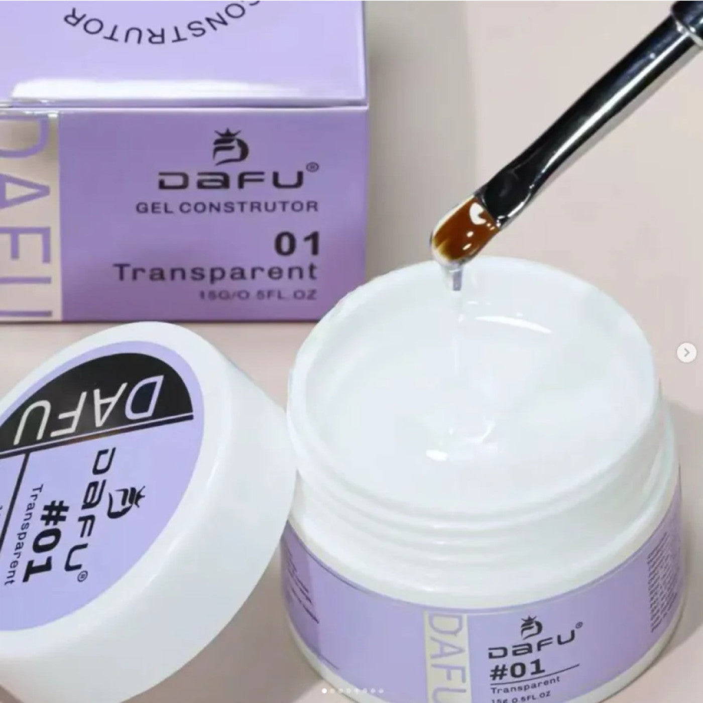 Gel Para Unha Construtor 15 Ml Dafu Alongamentos Cor 01