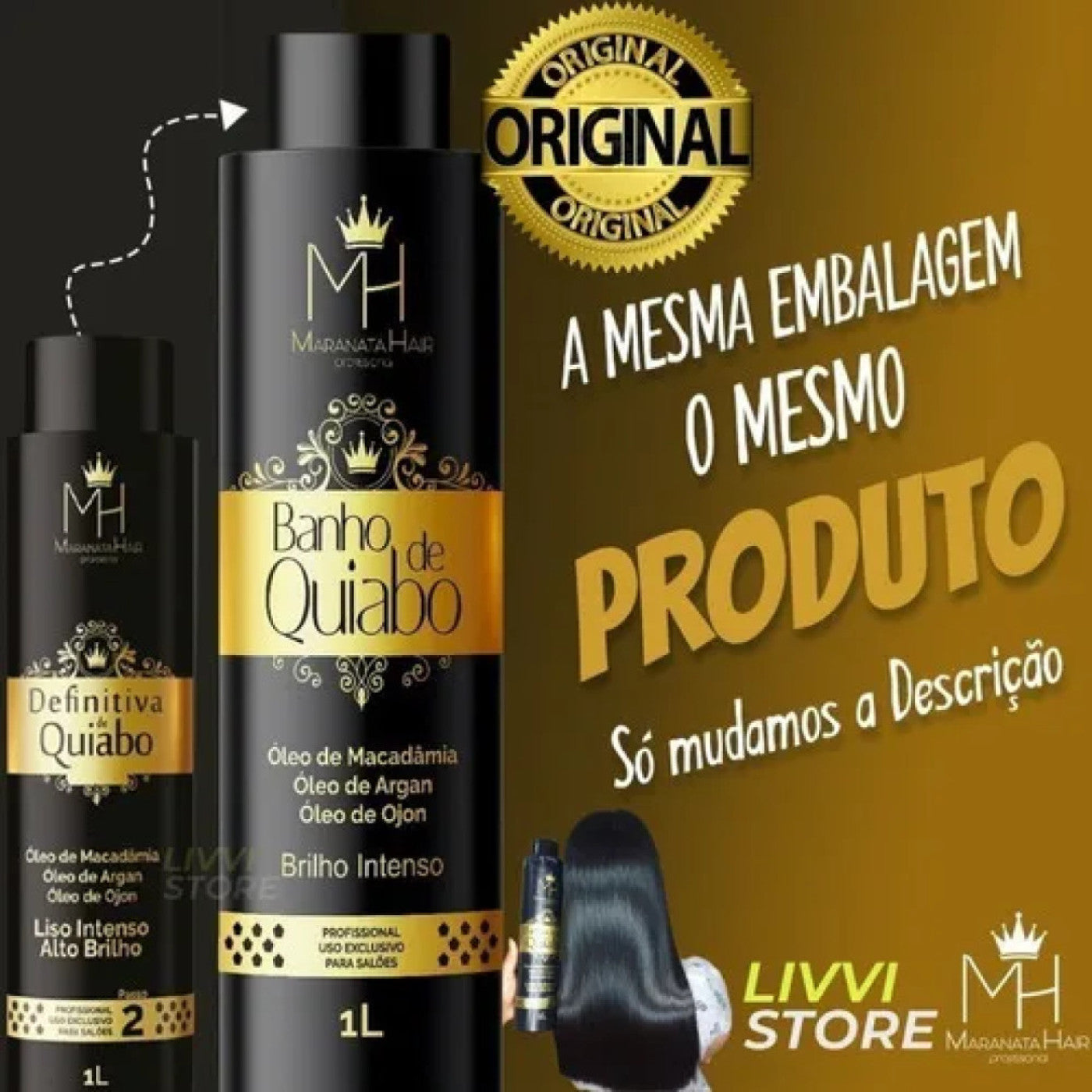Kit Progressiva Banho de Quiabo Maranata Hair – Shampoo + Gloss Redutor 1L