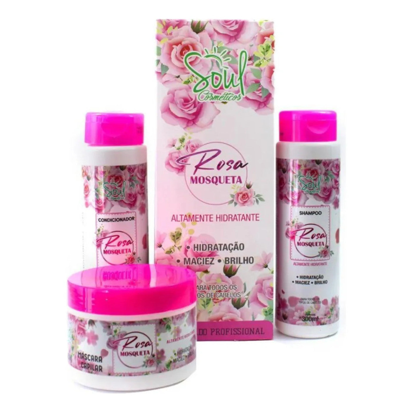 Kit Capilar 3 Peças Rosa Mosqueta Soul Cosméticos
