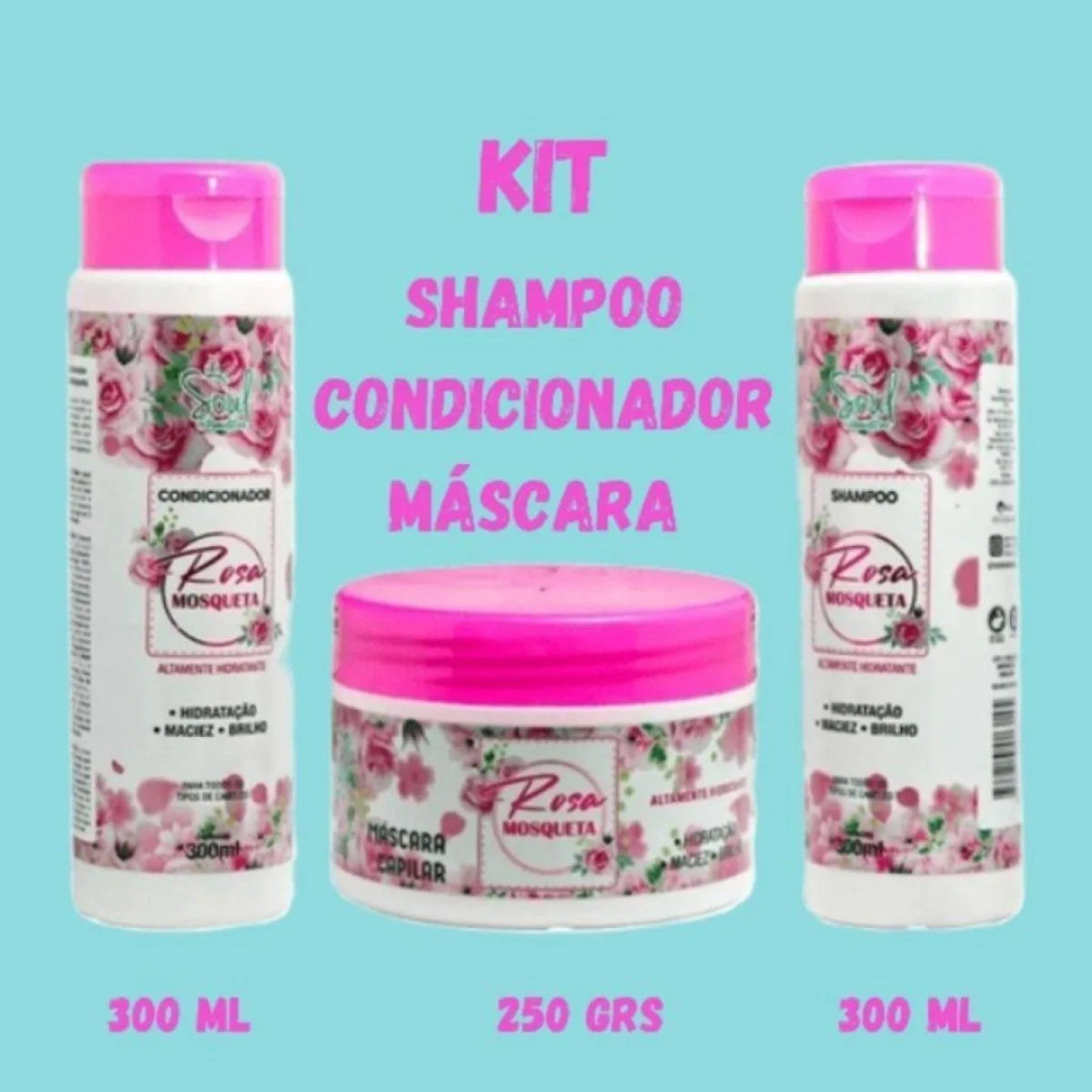 Kit Capilar 3 Peças Rosa Mosqueta Soul Cosméticos