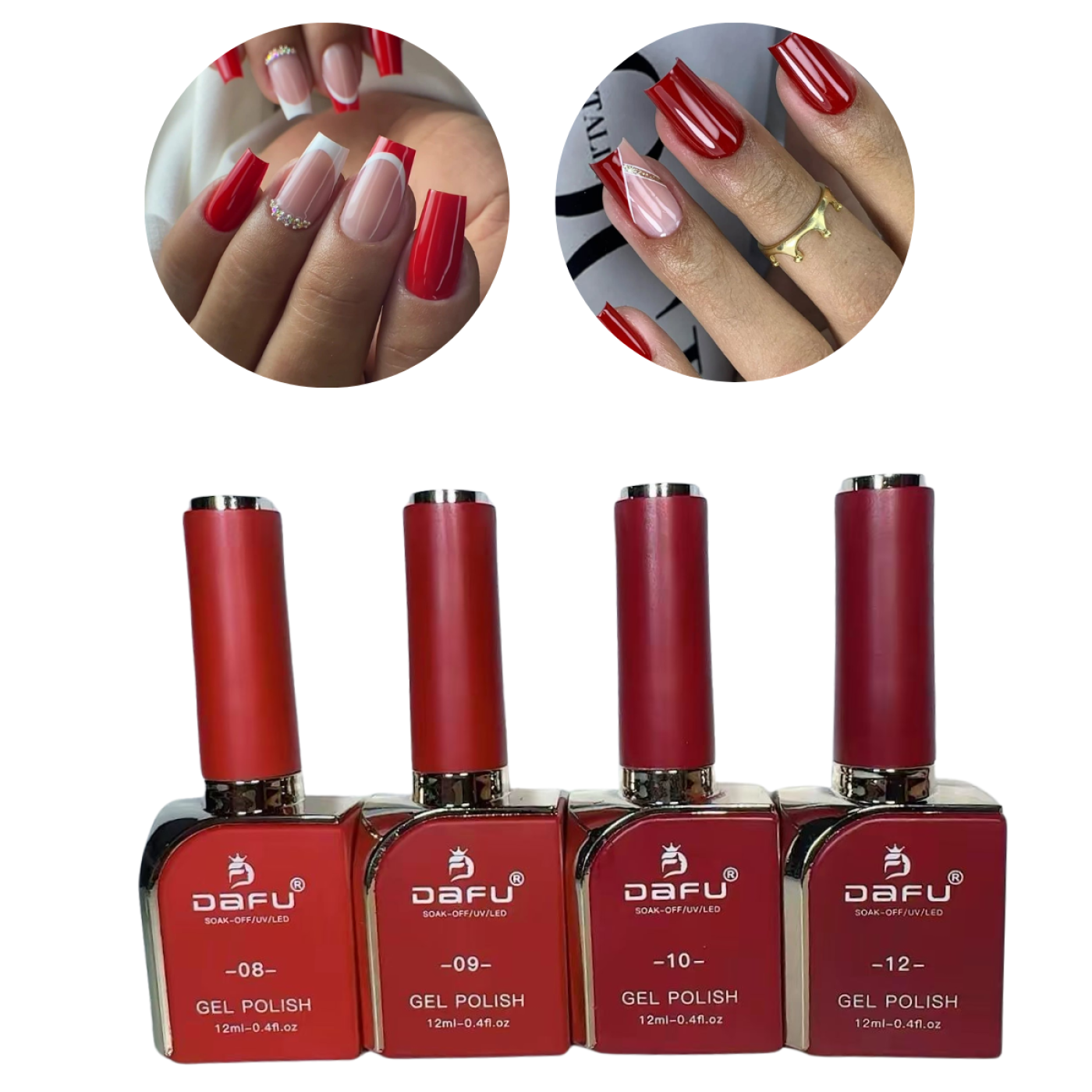 Kit Esmaltes Em Gel Tons De Vermelho Cores Vibrantes Dafu