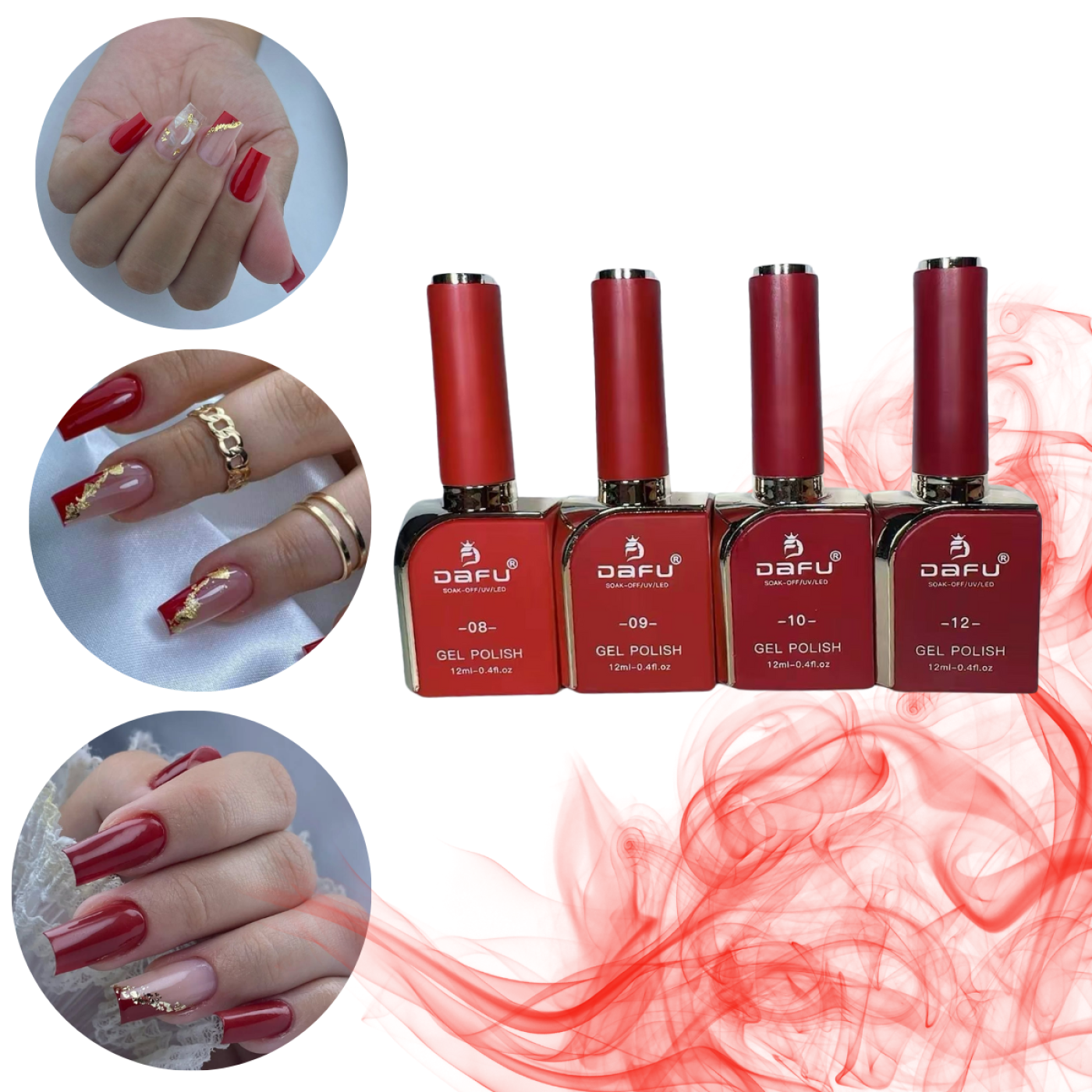 Kit Esmaltes Em Gel Tons De Vermelho Cores Vibrantes Dafu