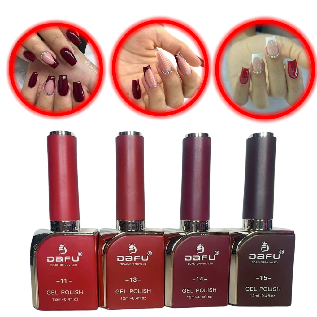 Kit Esmaltes Em Gel Tons De Vermelho E Vinho Dafu