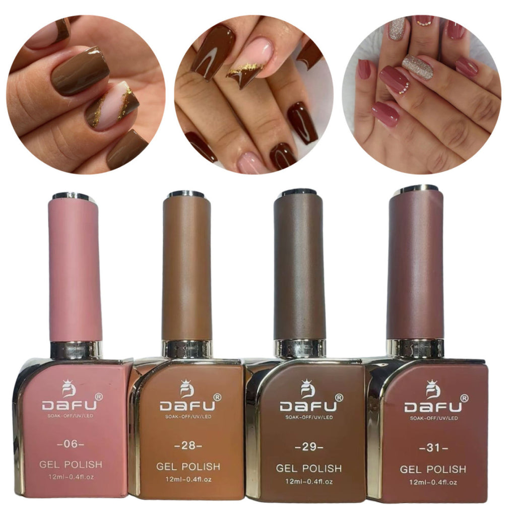 Kit Esmaltes Em Gel Tons De Marrons E Nude Dafu