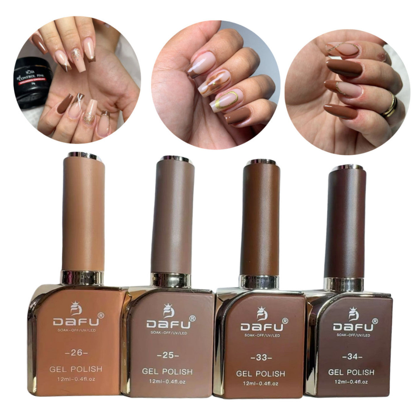 Kit Esmaltes Em Gel Tons De Marrons Dafu