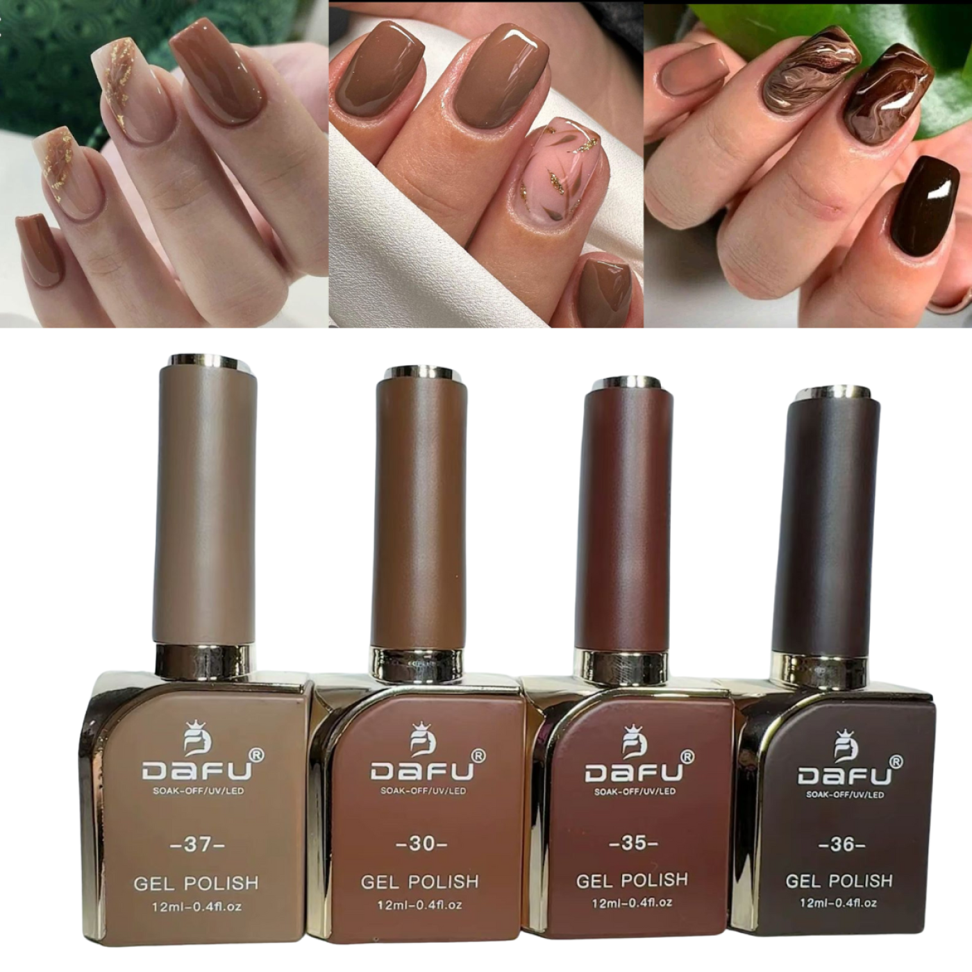 Kit Esmaltes Em Gel Tons De Castanho Dafu