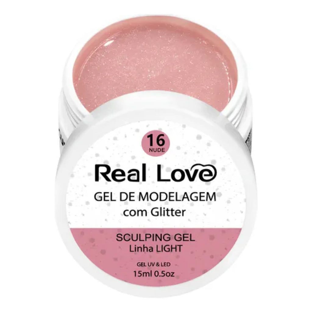 Gel De Alongamento Com Glitter 16 Nude Real Love 15G