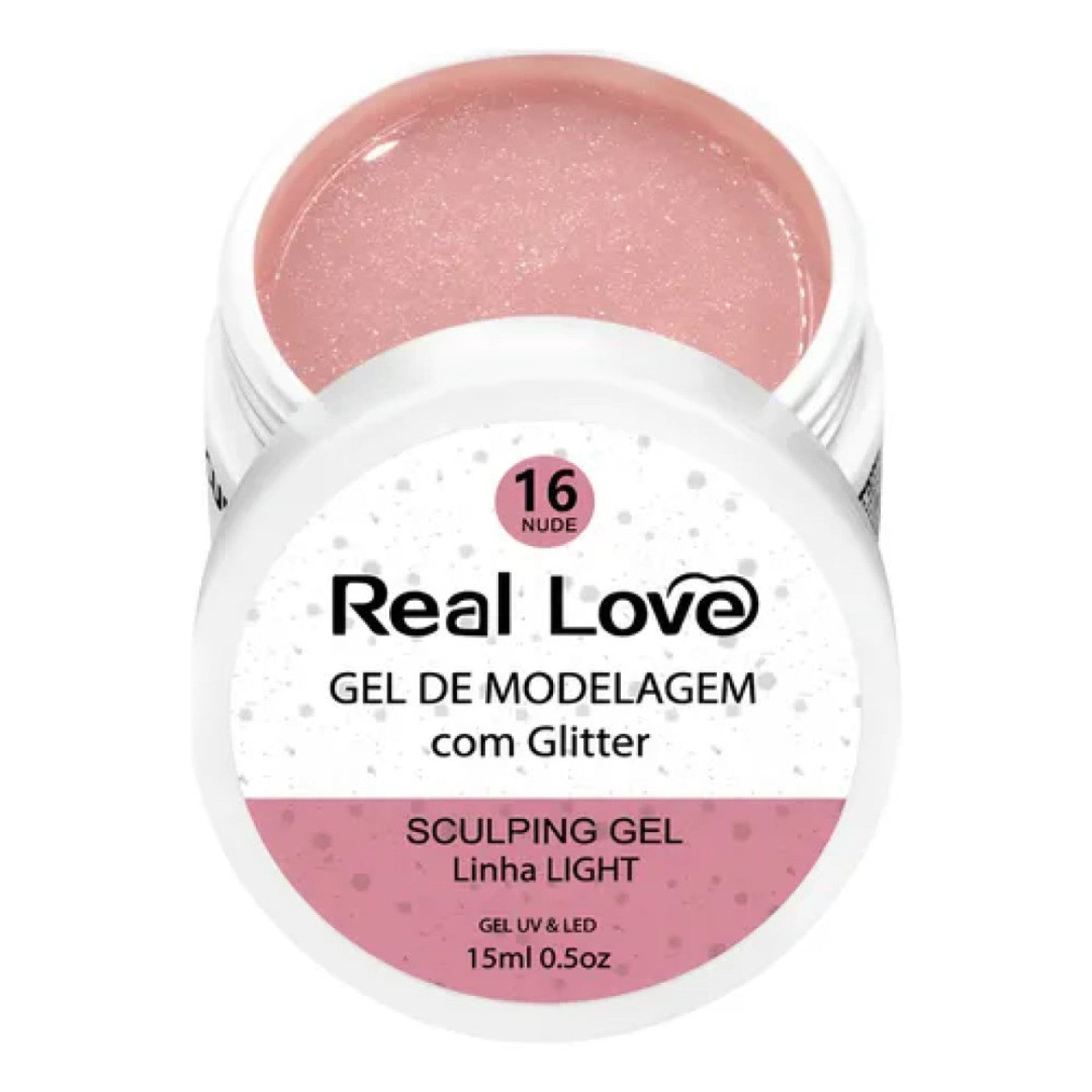 Gel De Alongamento Com Glitter 16 Nude Real Love 15G