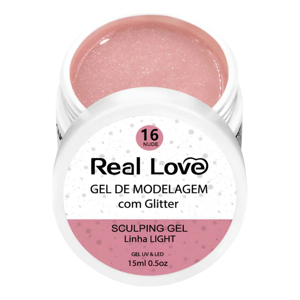 Gel De Alongamento Com Glitter 16 Nude Real Love 15G