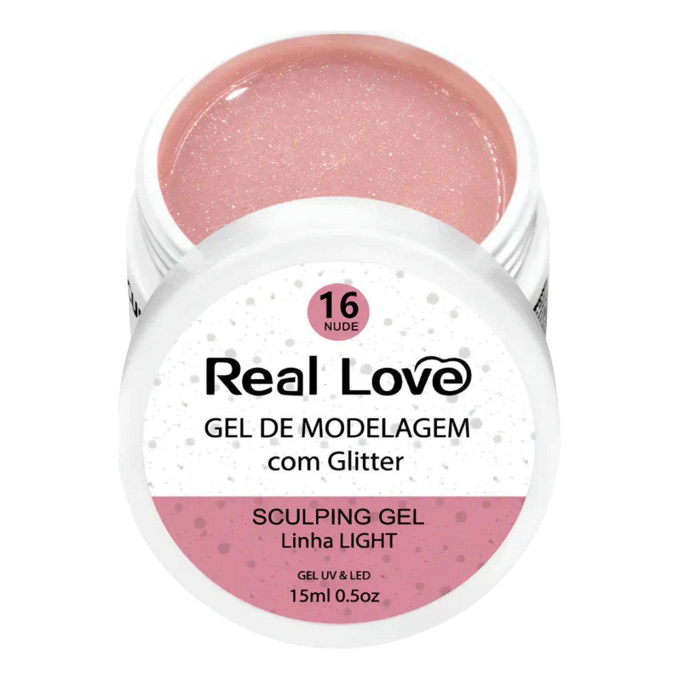 Gel De Alongamento Com Glitter 16 Nude Real Love 15G