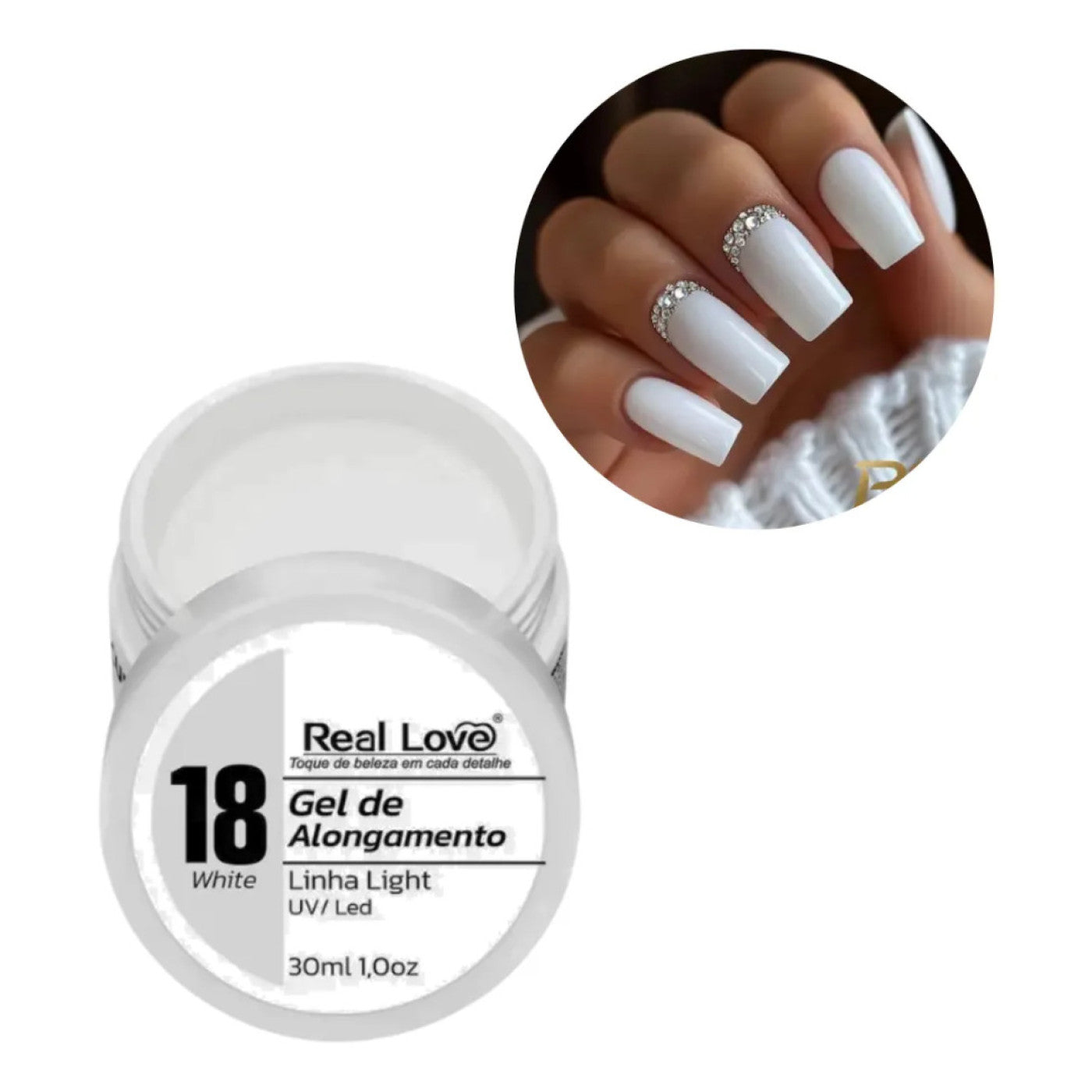 Gel De Alongamento De Unha 18 White Branco Real Love 30Ml 18