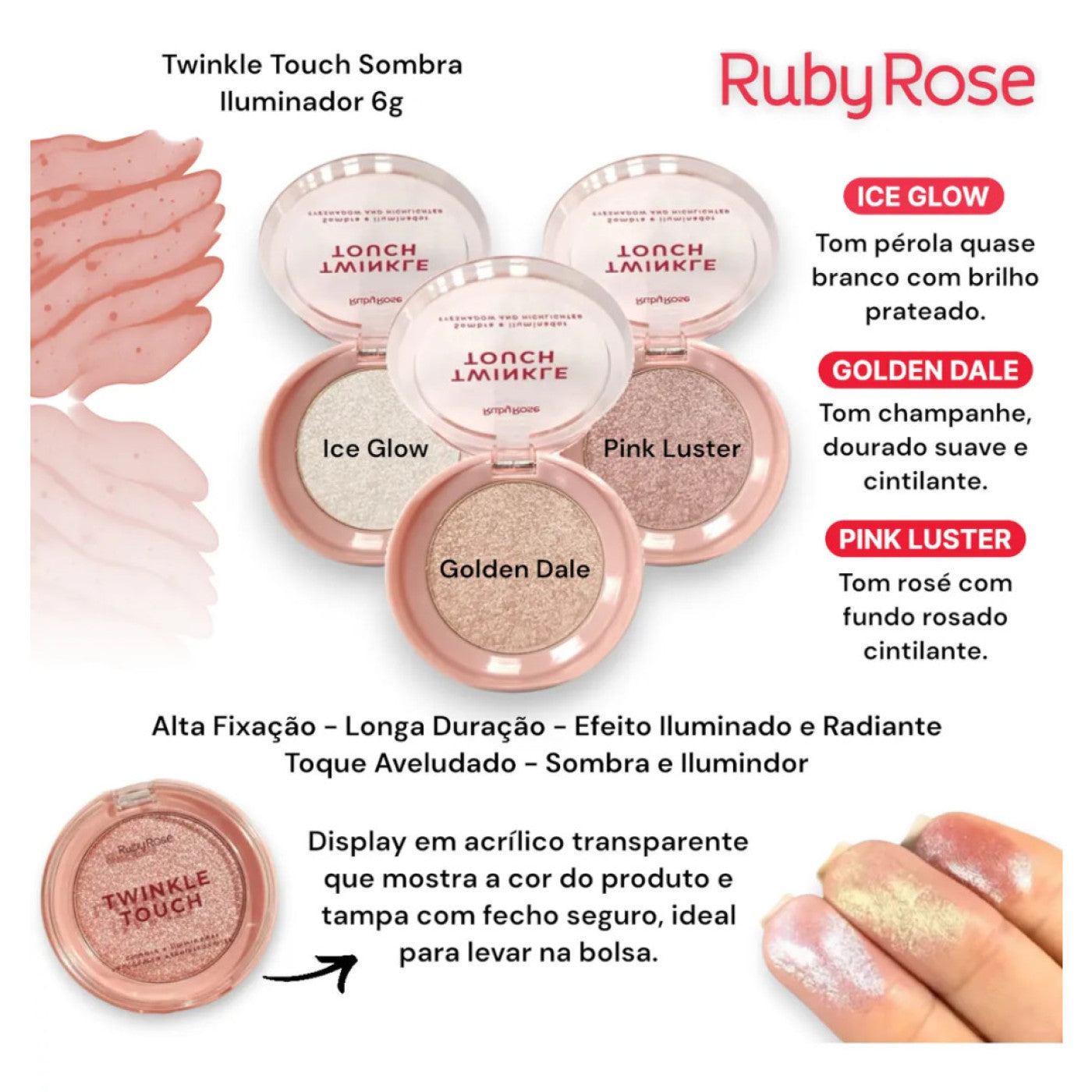 Twinkle Touch Sombra Iluminador 2 Em 1 Pi - Cor: Pink Luster