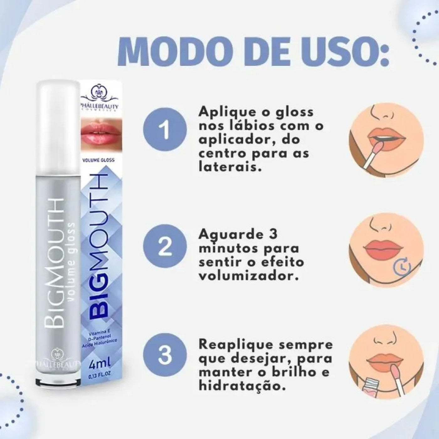 Gloss Labial Volume Phallebeauty Incolor Hidratação Ácido