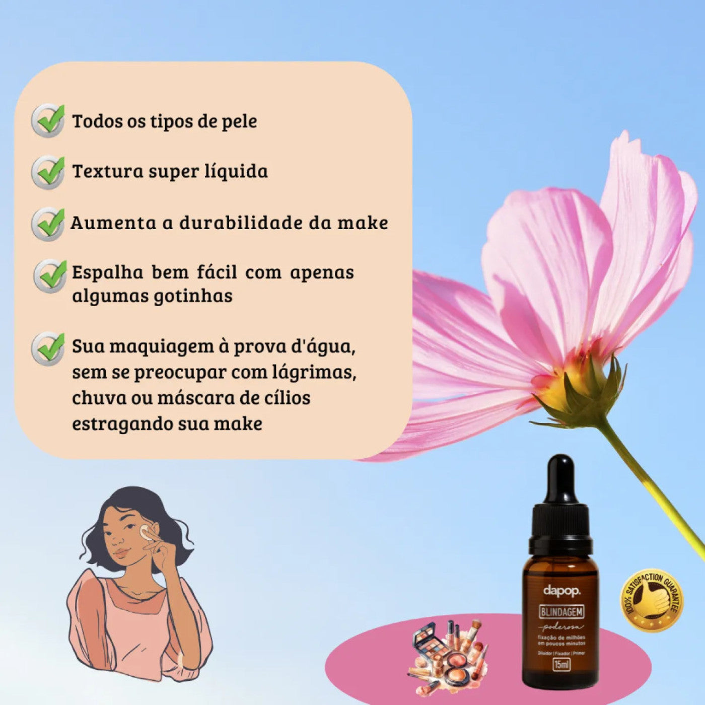 Blindagem De Maquiagem Dapop Diluidor Fixador E Primer