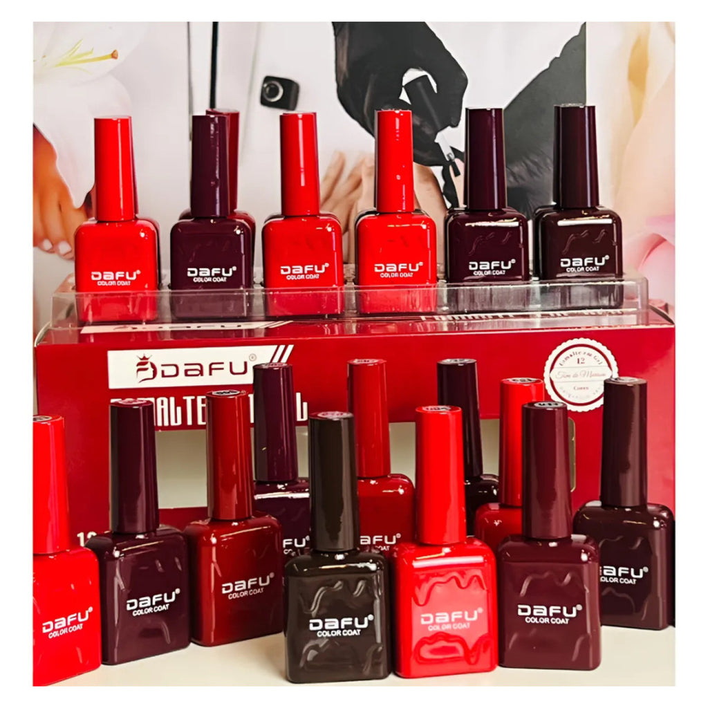 Kit Coleção 12 Esmaltes Em Gel Dafu Uv/Led -Tons De Vermelho