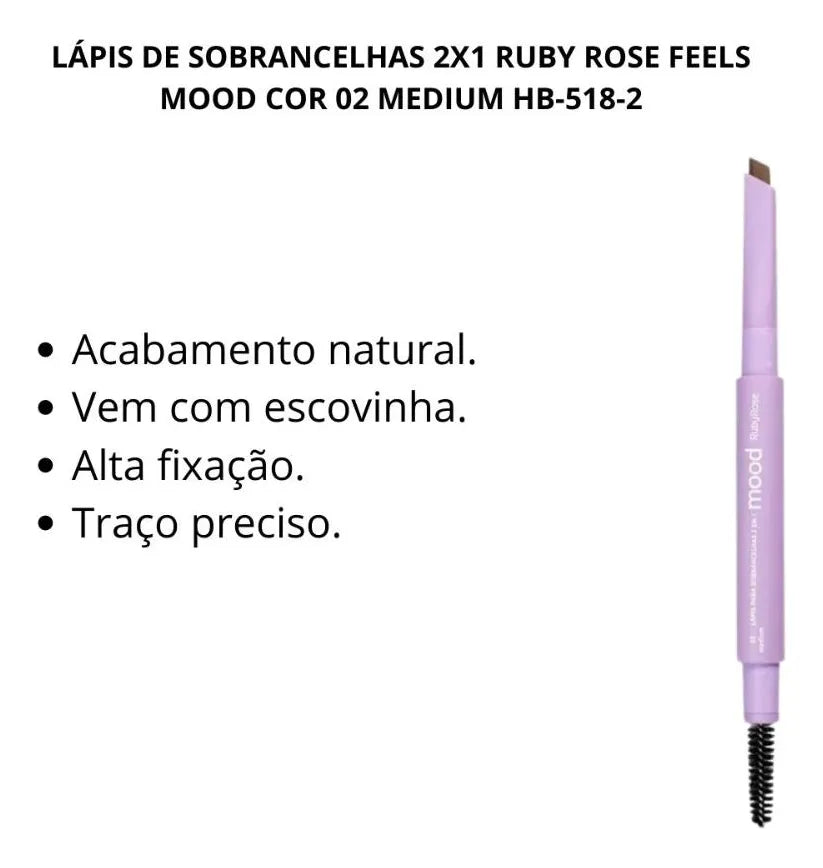 Lápis Sobrancelhas Ruby Rose Feels Cor 02 Medium Hb-518-2