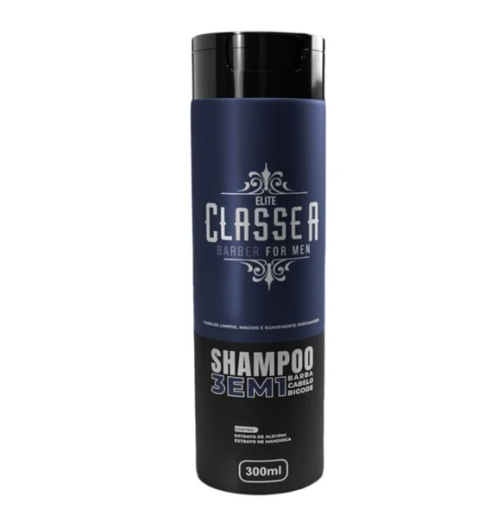 Shampoo 3 Em 1 Classe A 300ml Para Cabelo Barba E Bigóde