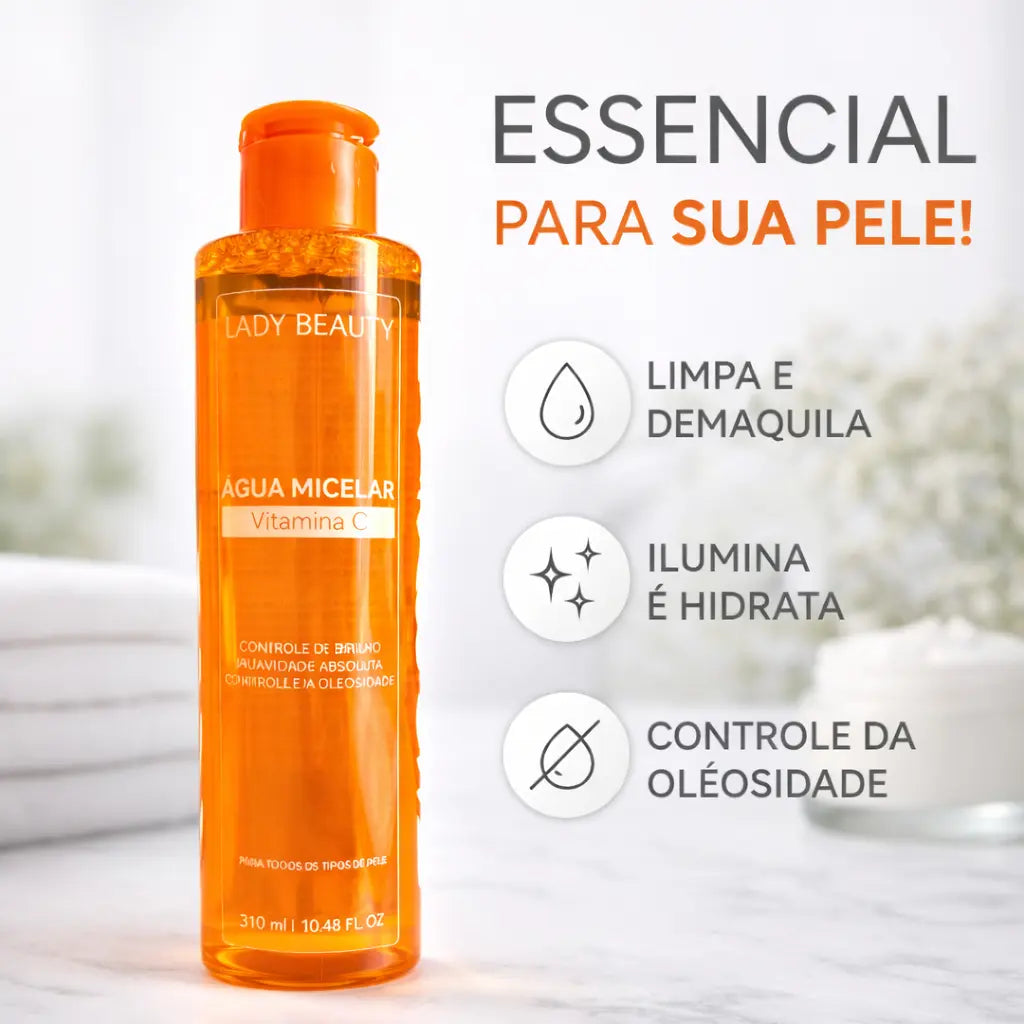 Água Micelar Facial Com Vitamina C Lady Beauty 310ml