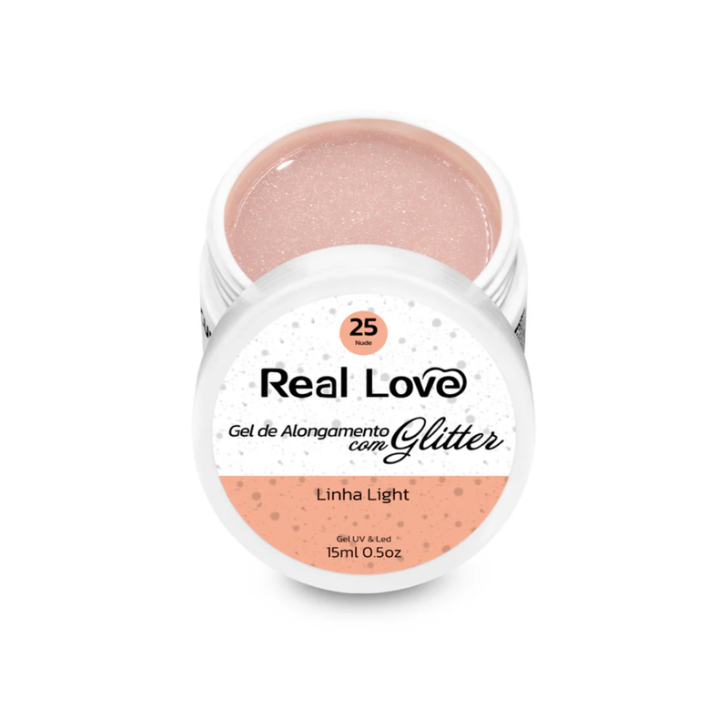 Gel De Alongamento Com Glitter 25 Nude Real Love 15g