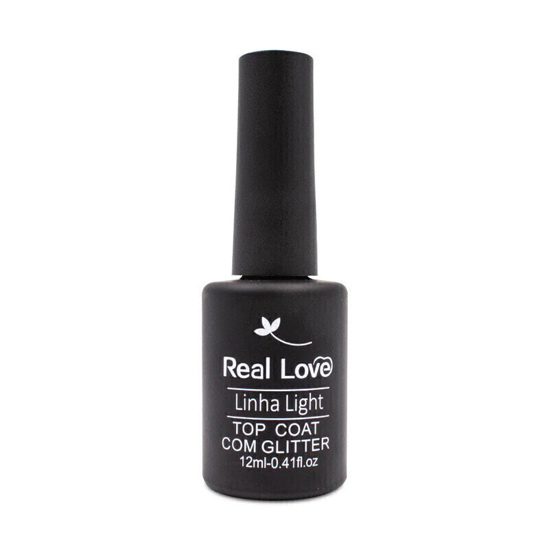 Top Coat Com Glitter Para Unhas Linha Light 12ML - Real Love