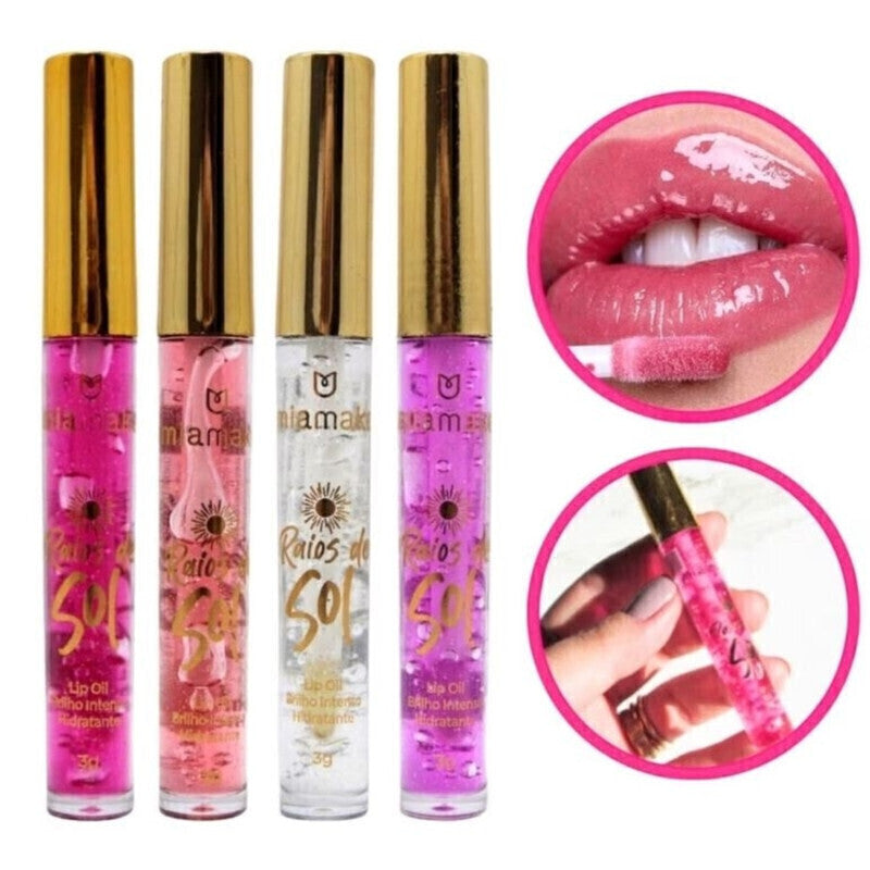 Lip Oil Brilho Intenso Hidratante Raios de Sol Mia Make