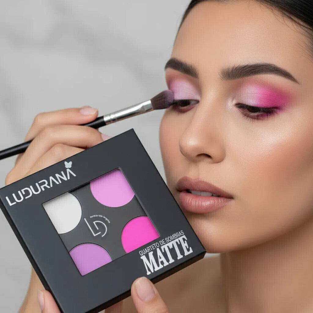 Mini Quarteto De Sombra Matte Pink Ludurana (Embalgem Preta)