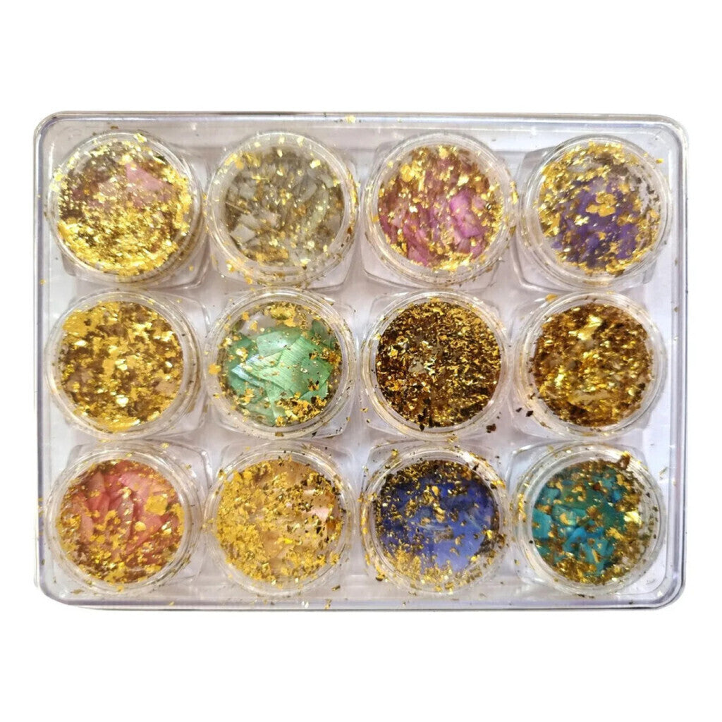 12 Madre Peróla Concha Fio De Ouro Decoração Unha Acrigel