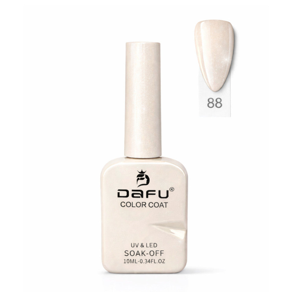 Esmalte em gel perolado branco para unhas, frasco DAFU, cor 88, acabamento UV LED.