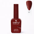 Esmalte em gel vermelho escuro DaFu, frasco de 10ml, cor número 67, acabamento brilhante.